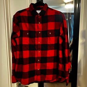 Men's Red & Black Double Brushed Flannel Long Sleeve Button Down Shirt